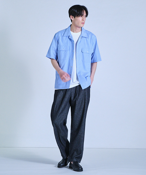 ポプリンストライプ半袖ワークシャツ 詳細画像 8