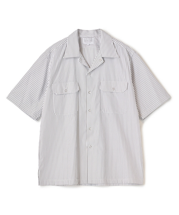 ポプリンストライプ半袖ワークシャツ 詳細画像 ホワイト系 1