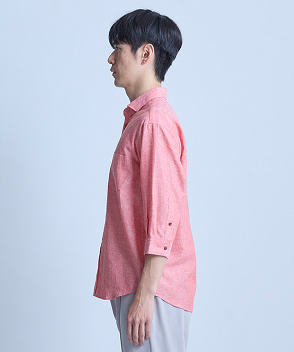 【COOLMAX】フレンチリネン7分袖シャツ＜マシンウォッシャブル・通気性＞ 詳細画像 10