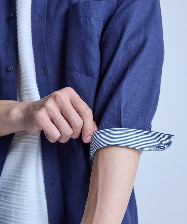 【COOLMAX】フレンチリネン7分袖シャツ＜マシンウォッシャブル・通気性＞ 詳細画像 15