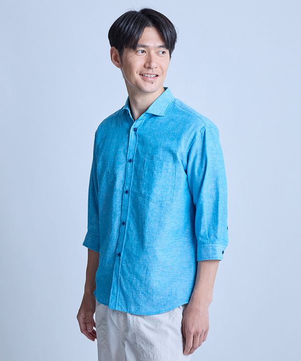 【COOLMAX】フレンチリネン7分袖シャツ＜マシンウォッシャブル・通気性＞ 詳細画像 4