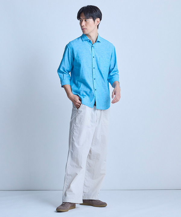 【COOLMAX】フレンチリネン7分袖シャツ＜マシンウォッシャブル・通気性＞ 詳細画像 5