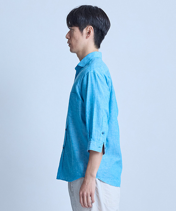 【COOLMAX】フレンチリネン7分袖シャツ＜マシンウォッシャブル・通気性＞ 詳細画像 6