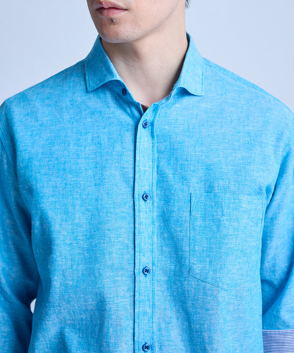 【COOLMAX】フレンチリネン7分袖シャツ＜マシンウォッシャブル・通気性＞ 詳細画像 8