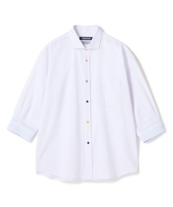 【COOLMAX】フレンチリネン7分袖シャツ＜マシンウォッシャブル・通気性＞ 詳細画像 ホワイト 1