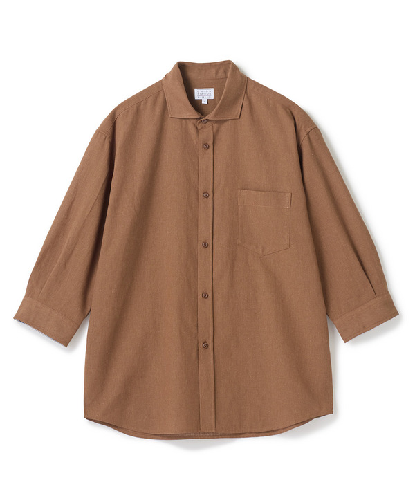 【COOLMAX】フレンチリネン7分袖シャツ＜マシンウォッシャブル・通気性＞ 詳細画像 ブラウン 1