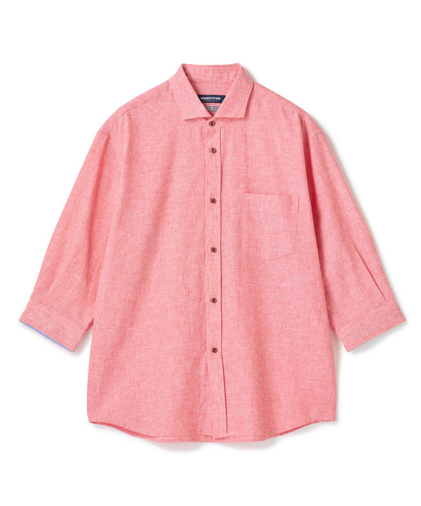 【COOLMAX】フレンチリネン7分袖シャツ＜マシンウォッシャブル・通気性＞ 詳細画像 ピンク 1