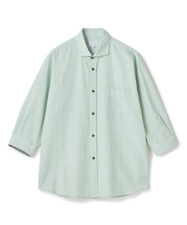 【COOLMAX】フレンチリネン7分袖シャツ＜マシンウォッシャブル・通気性＞ 詳細画像 ミント 1