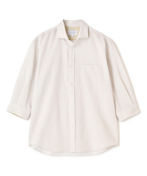 プリントシアサッカークロップドスリーブシャツ