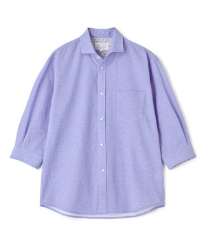 プリントシアサッカークロップドスリーブシャツ