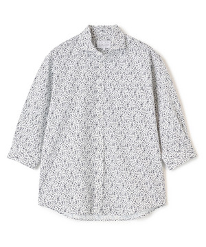 プリントシアサッカークロップドスリーブシャツ