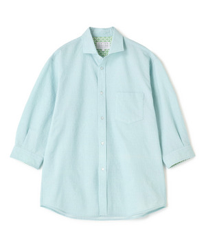 プリントシアサッカークロップドスリーブシャツ