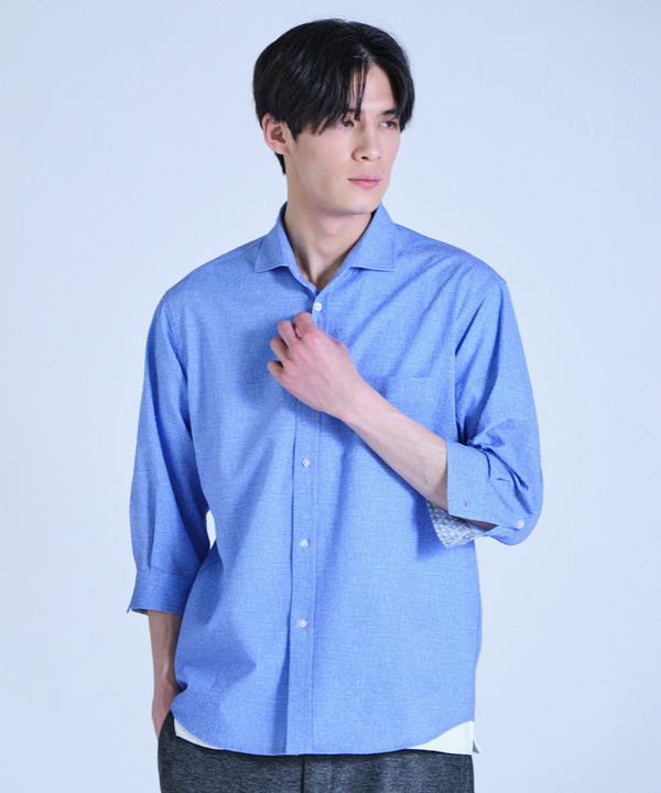 プリントシアサッカークロップドスリーブシャツ 詳細画像 11