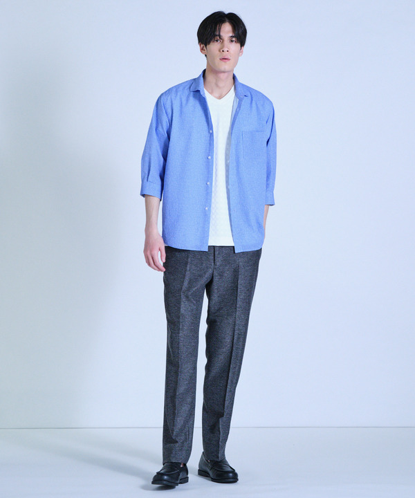 プリントシアサッカークロップドスリーブシャツ 詳細画像 12