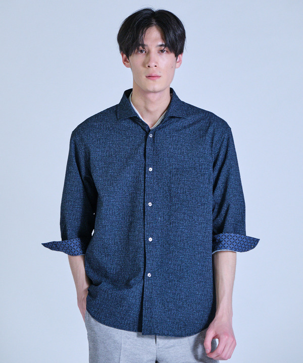 プリントシアサッカークロップドスリーブシャツ 詳細画像 14