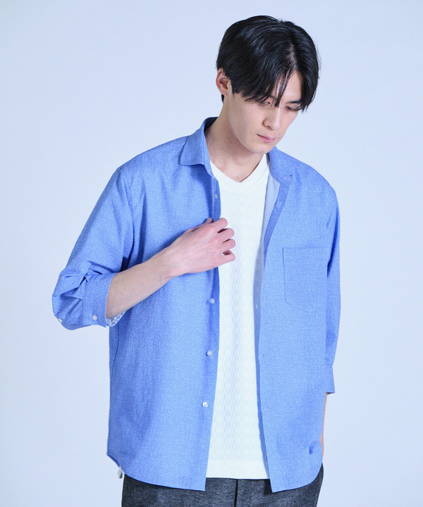 プリントシアサッカークロップドスリーブシャツ 詳細画像 9