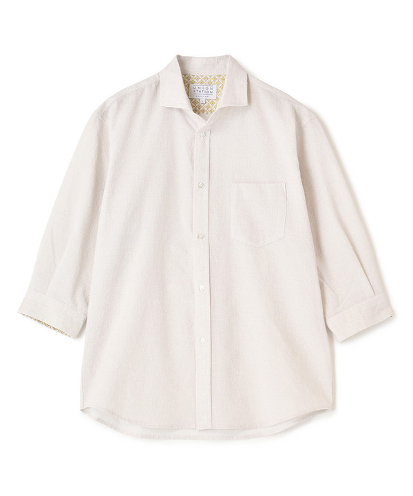 プリントシアサッカークロップドスリーブシャツ 詳細画像 ベージュ 1