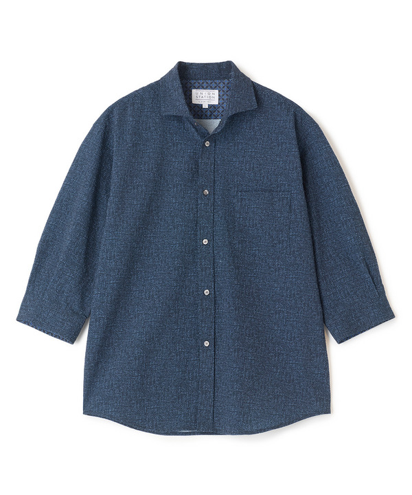 プリントシアサッカークロップドスリーブシャツ 詳細画像 ネイビー 1