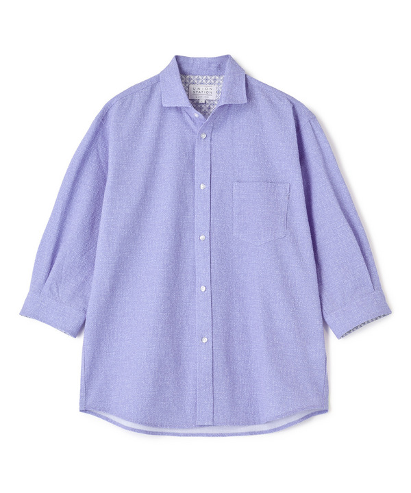 プリントシアサッカークロップドスリーブシャツ 詳細画像 ブルー 1