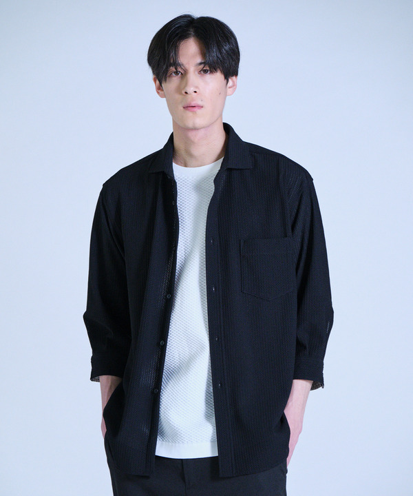 ハニカムジャージー七分袖シャツ<ストレッチ・ハンドウォッシャブル> 詳細画像 11