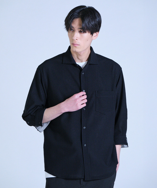 ハニカムジャージー七分袖シャツ<ストレッチ・ハンドウォッシャブル> 詳細画像 12