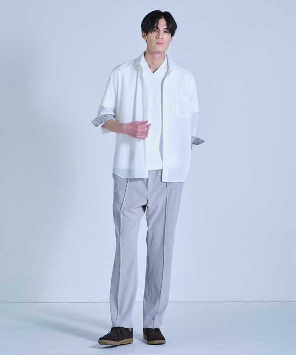 ハニカムジャージー七分袖シャツ<ストレッチ・ハンドウォッシャブル> 詳細画像 3