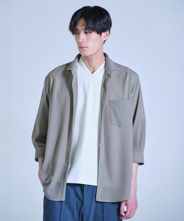 ハニカムジャージー七分袖シャツ<ストレッチ・ハンドウォッシャブル> 詳細画像 4