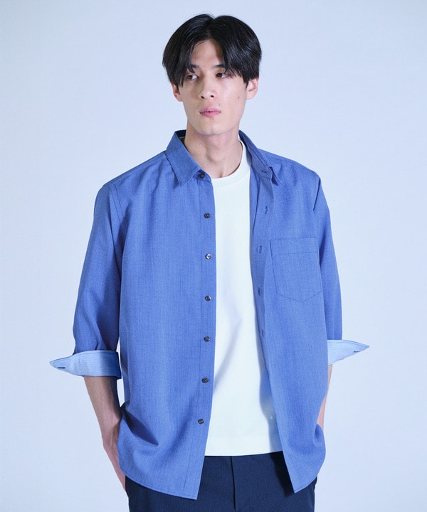 リネンライククロップドスリーブシャツ＜ハンドウォッシャブル＞ 詳細画像 12