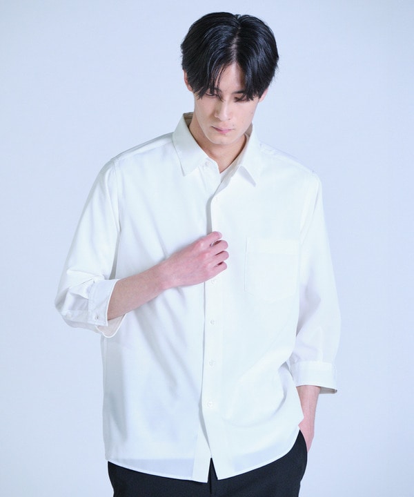 リネンライククロップドスリーブシャツ＜ハンドウォッシャブル＞ 詳細画像 2