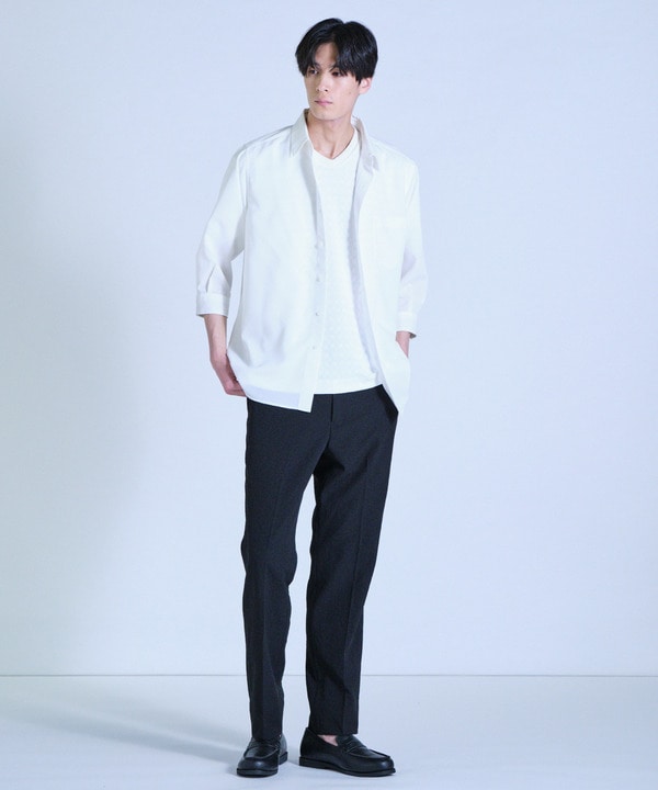 リネンライククロップドスリーブシャツ＜ハンドウォッシャブル＞ 詳細画像 3