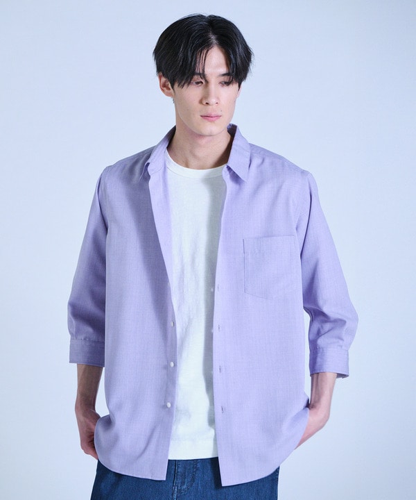 リネンライククロップドスリーブシャツ＜ハンドウォッシャブル＞ 詳細画像 4