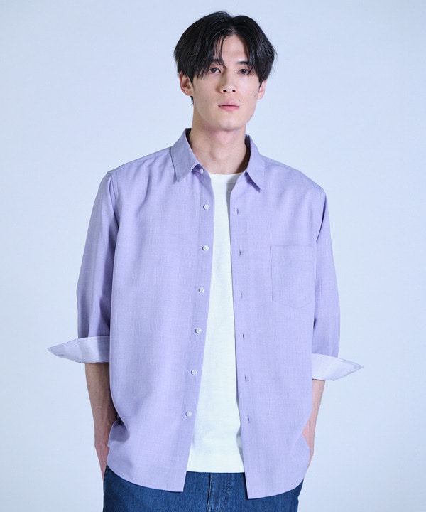 リネンライククロップドスリーブシャツ＜ハンドウォッシャブル＞ 詳細画像 5