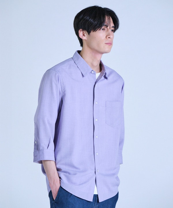 リネンライククロップドスリーブシャツ＜ハンドウォッシャブル＞ 詳細画像 6