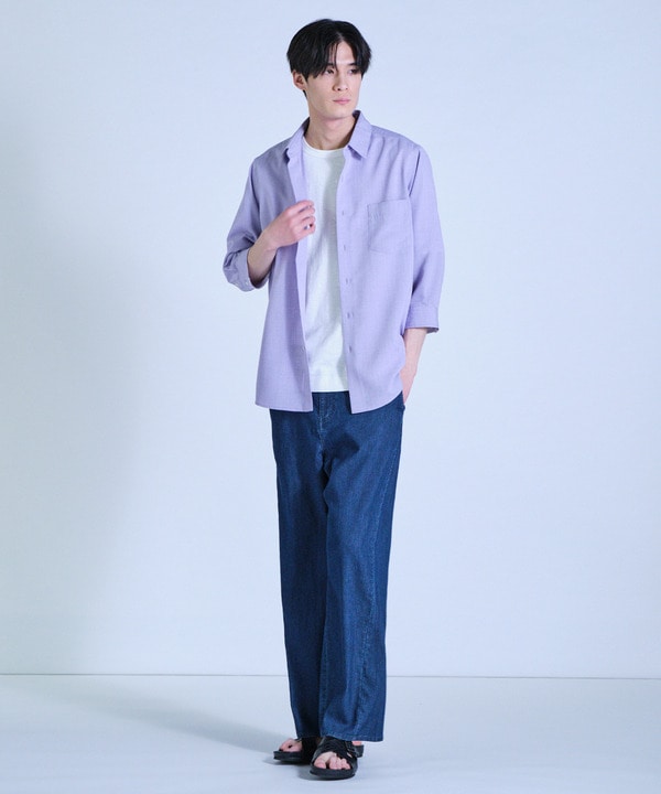 リネンライククロップドスリーブシャツ＜ハンドウォッシャブル＞ 詳細画像 7