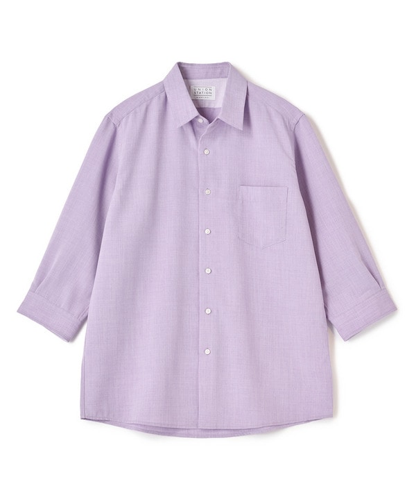 リネンライククロップドスリーブシャツ＜ハンドウォッシャブル＞ 詳細画像 パープル 1