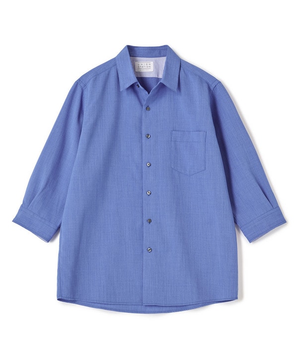 リネンライククロップドスリーブシャツ＜ハンドウォッシャブル＞ 詳細画像 ブルー 1
