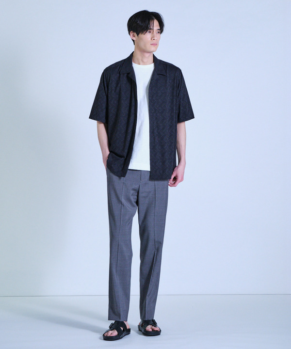 ヘリンボンジャージーオープンカラー半袖シャツ 詳細画像 11