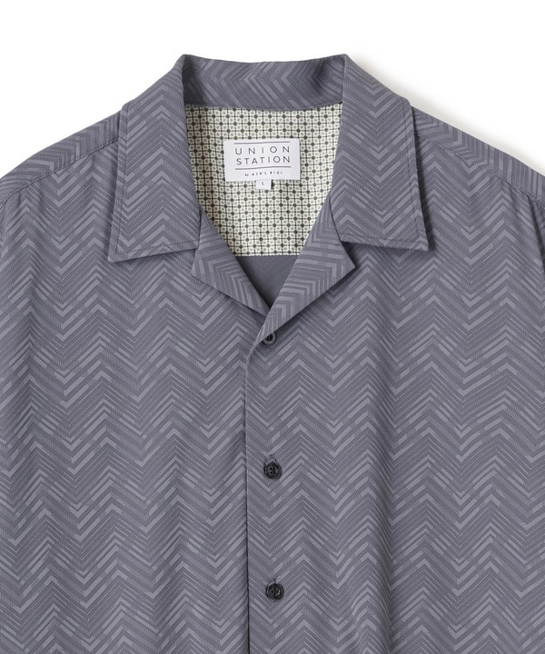 ヘリンボンジャージーオープンカラー半袖シャツ 詳細画像 15