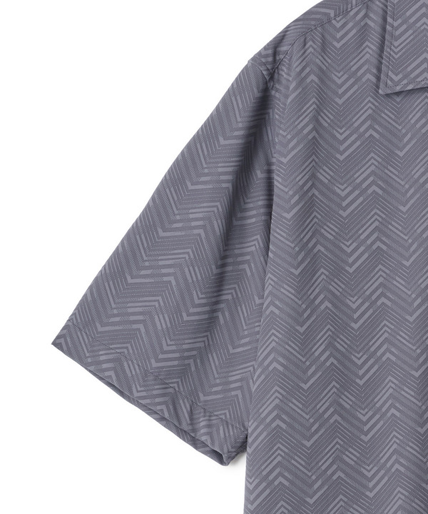 ヘリンボンジャージーオープンカラー半袖シャツ 詳細画像 16