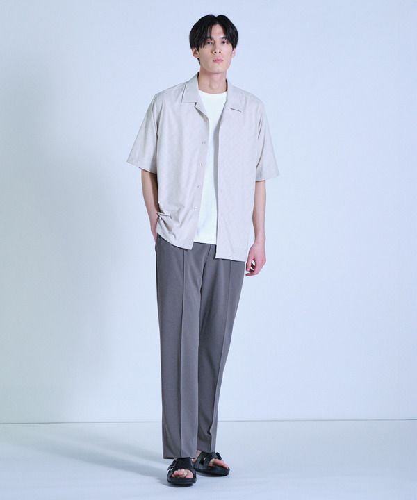 ヘリンボンジャージーオープンカラー半袖シャツ 詳細画像 3