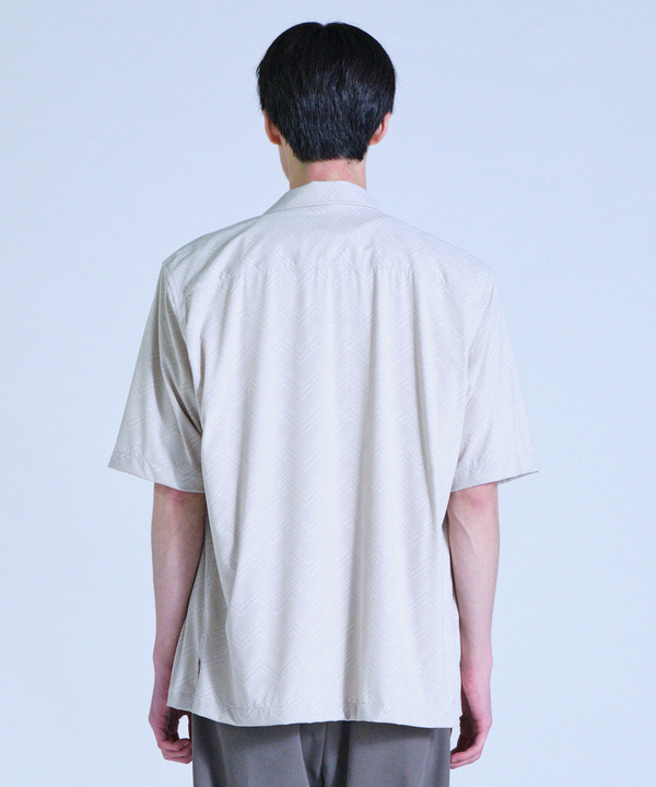 ヘリンボンジャージーオープンカラー半袖シャツ 詳細画像 5