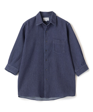 メッシュデニムクロップドスリーブシャツ