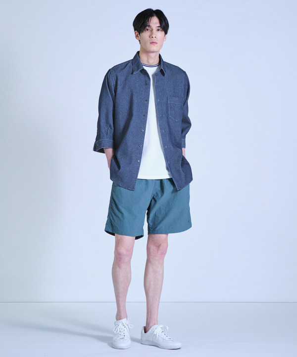 メッシュデニムクロップドスリーブシャツ＜ストレッチ・ハンドウォッシャブル・通気性＞ 詳細画像 6