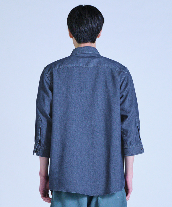 メッシュデニムクロップドスリーブシャツ＜ストレッチ・ハンドウォッシャブル・通気性＞ 詳細画像 8