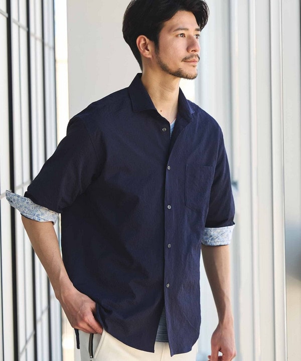 ストレッチワッシャー七分袖シャツ＜ハンドウォッシャブル・UVカット・抗菌＞ 詳細画像 1