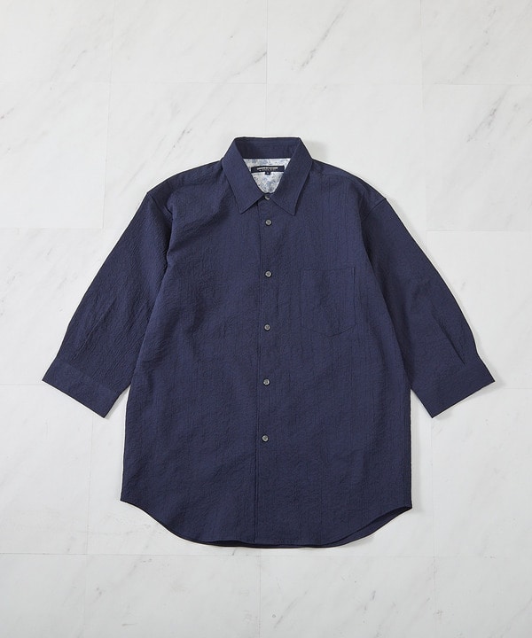 ストレッチワッシャー七分袖シャツ＜ハンドウォッシャブル・UVカット・抗菌＞ 詳細画像 ネイビー 1