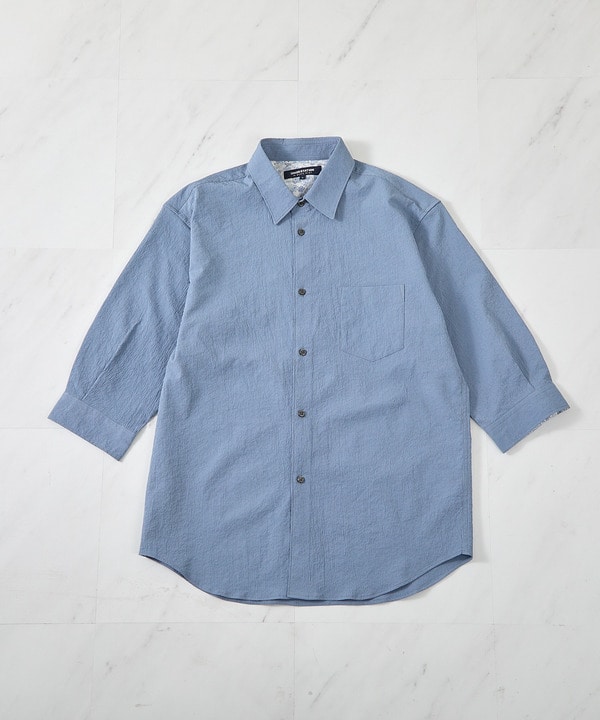 ストレッチワッシャー七分袖シャツ＜ハンドウォッシャブル・UVカット・抗菌＞ 詳細画像 ダークブルー 1