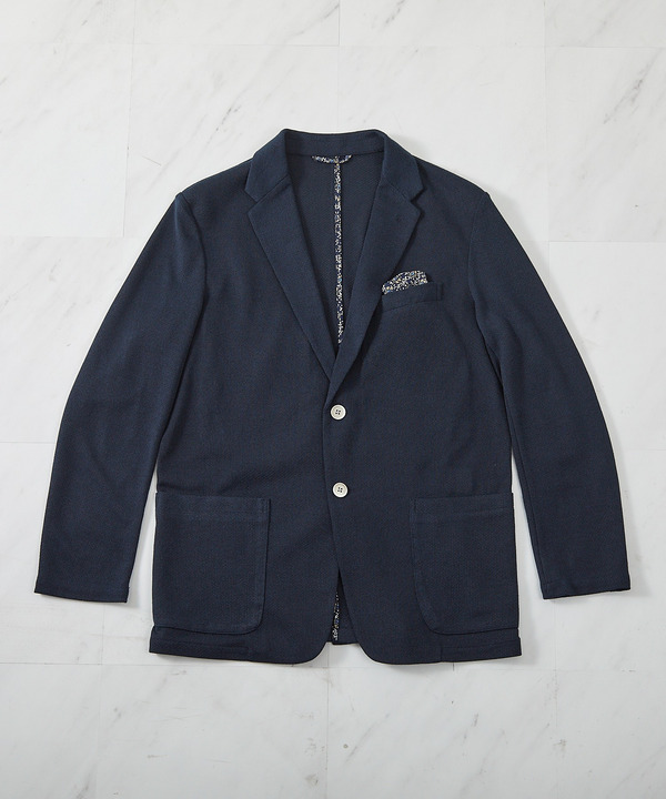 【洗える】ハニカムMIXテーラードジャケット 詳細画像 ネイビー 1