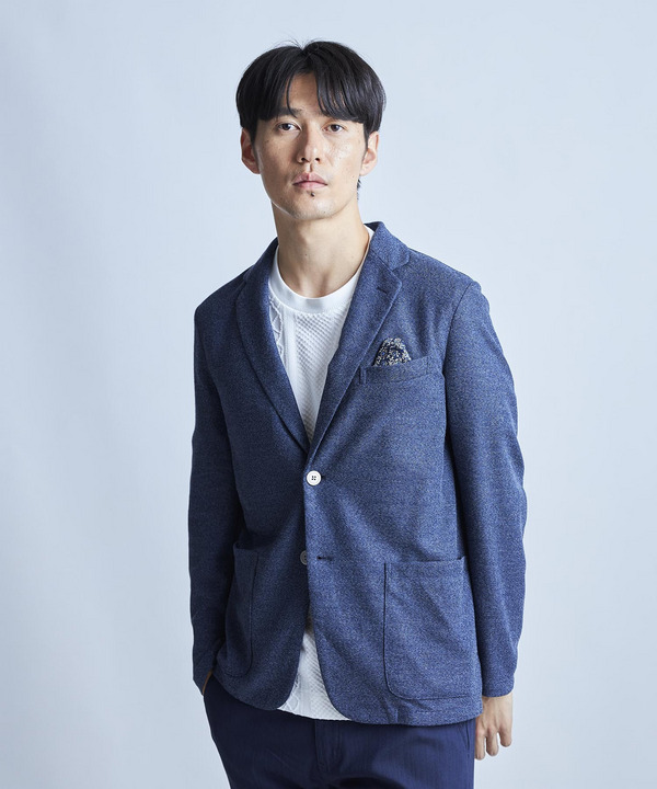 【洗える】ハニカムMIXテーラードジャケット 詳細画像 ライトブルー 1