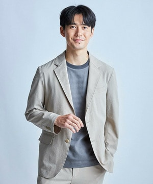 【洗える/ストレッチ】テックチリメンテーラードジャケット